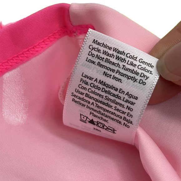 Wonder Nation Girls Baby Size 18 Months Rash Guard Swim Shirt Pink Neon Happy - Picture 7 of 12